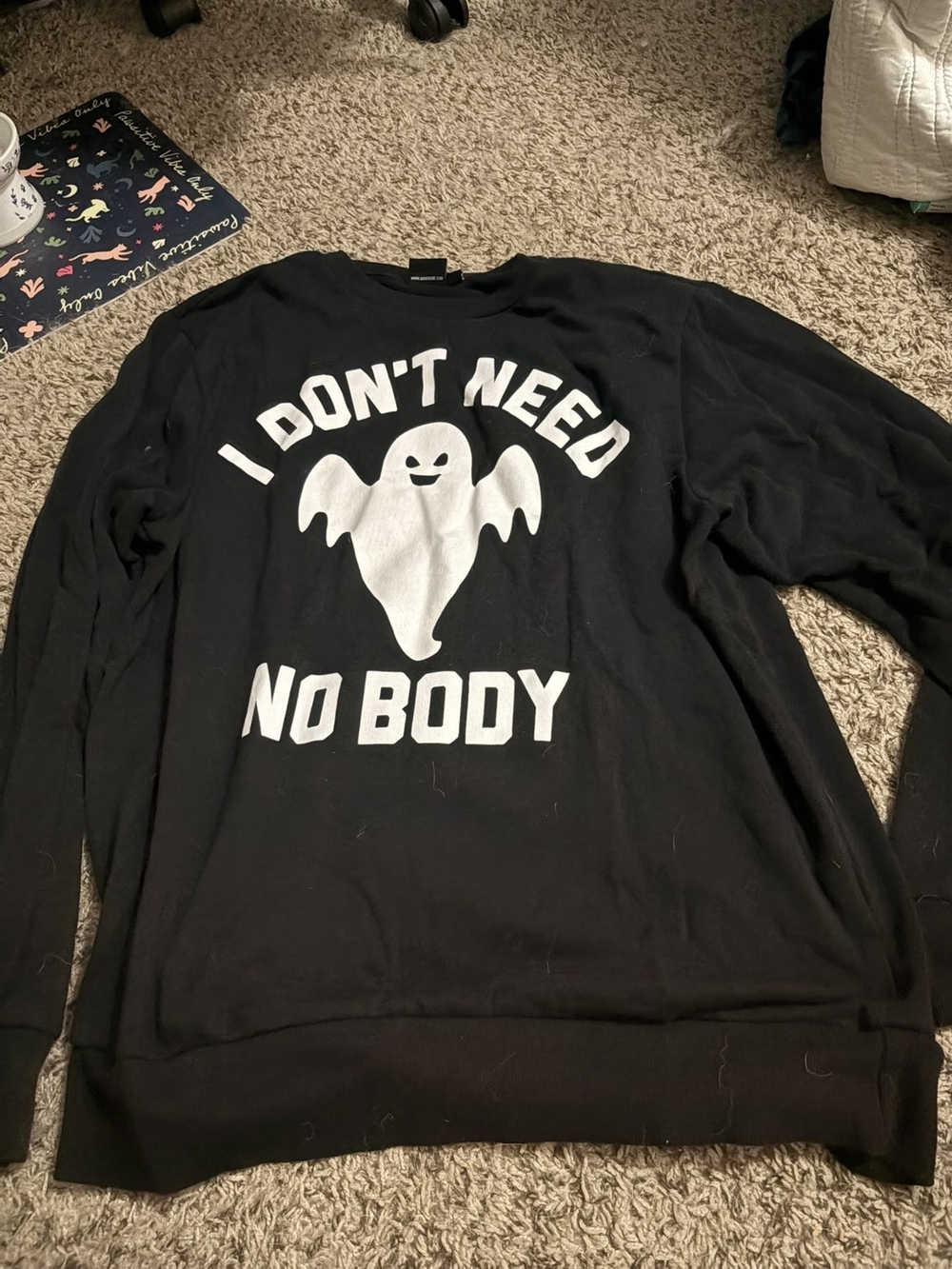 Black Ghost Graphic Sweater - Casual Women's Pullover